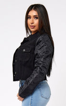 Load image into Gallery viewer, Black Denim Jacket w/ Black
