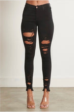 Load image into Gallery viewer, “VIBRANT”Distressed Black Denim (VIBRANT)
