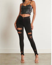 Load image into Gallery viewer, “VIBRANT”Distressed Black Denim (VIBRANT)
