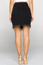 Load image into Gallery viewer, Black Distressed Mini Skirt
