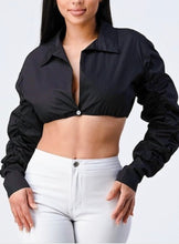 Load image into Gallery viewer, Long Sleeve Crop V-Neck (BLACK)
