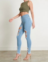 Load image into Gallery viewer, “VIBRANT” Light Blue Distressed Denim (VIBRANT)
