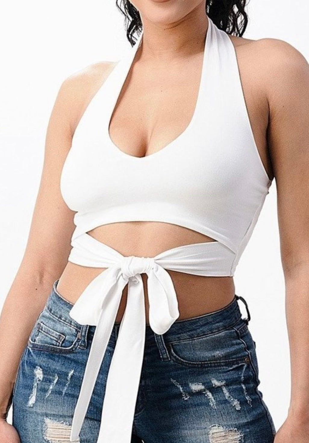 Crop Bow Tye Tank (white)