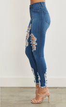 Load image into Gallery viewer, “VIBRANT” Medium Blue Distressed Jeans (VIBRANT)
