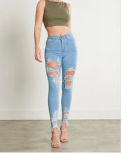 Load image into Gallery viewer, “VIBRANT” Light Blue Distressed Denim (VIBRANT)
