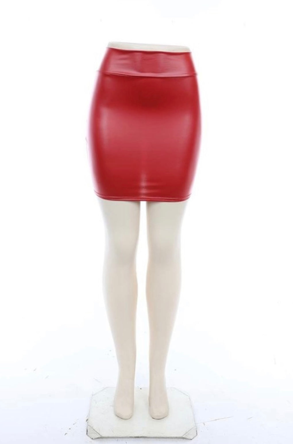 Faux Leather Skirt (Red)