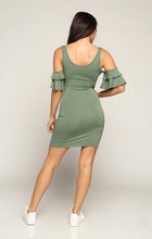 Load image into Gallery viewer, Ruffle Sleeve Bodycon (Sage)
