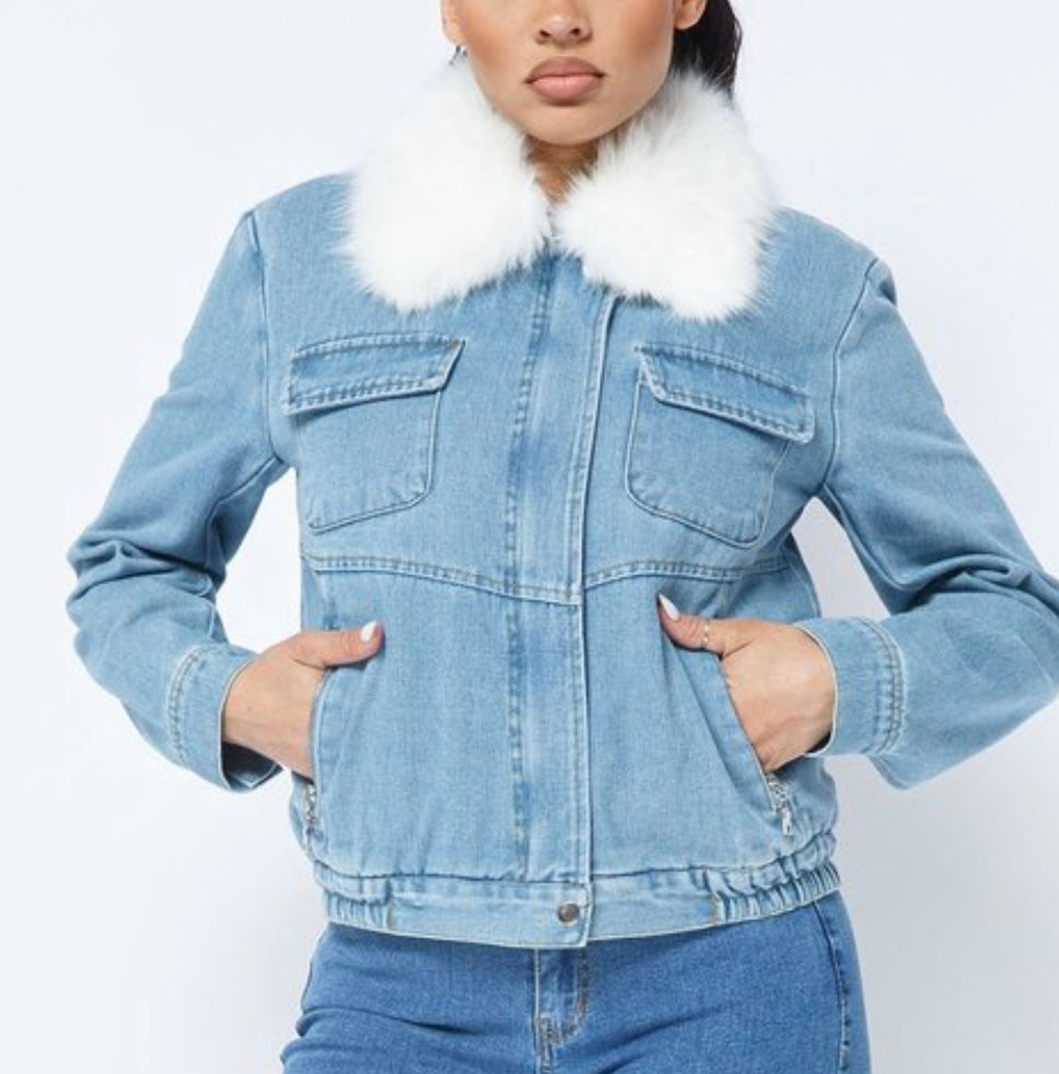 Jean Coat w/ Fur Collar