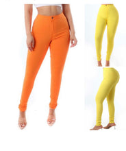 Load image into Gallery viewer, High Waist Stretch Denim (Yellow and Orange)
