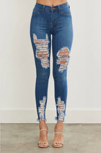 Load image into Gallery viewer, “VIBRANT” Medium Blue Distressed Jeans (VIBRANT)
