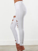 Load image into Gallery viewer, “VIBRANT” Distressed White Denim
